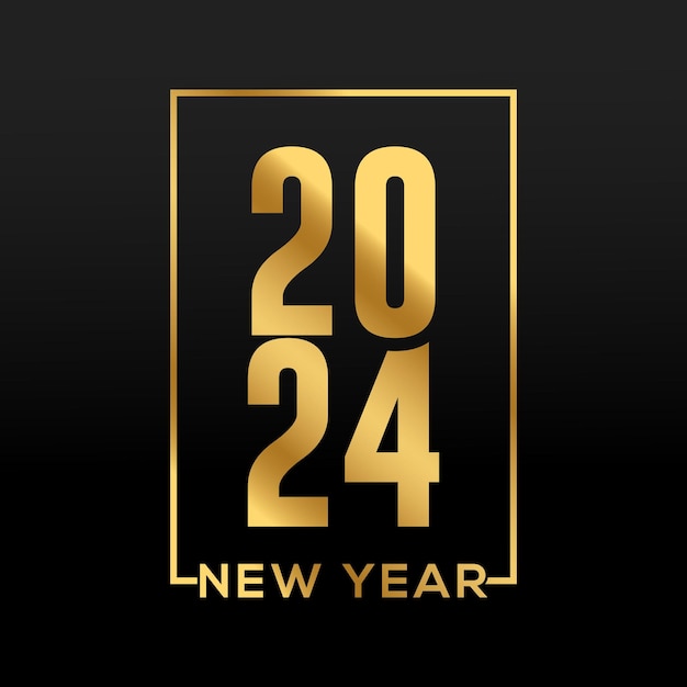 Vetor feliz ano novo 2024 modelo de design de banner de efeito de texto dourado