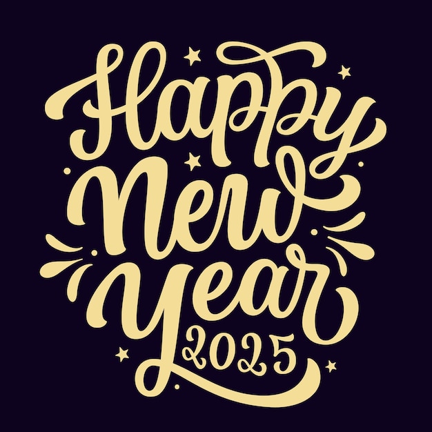 Feliz ano novo 2025 Letras à mão