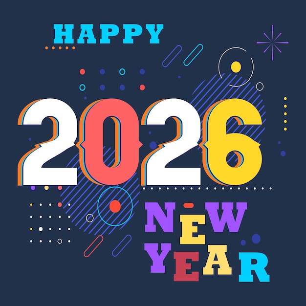 Feliz ano novo 2026 design Vetor Premium