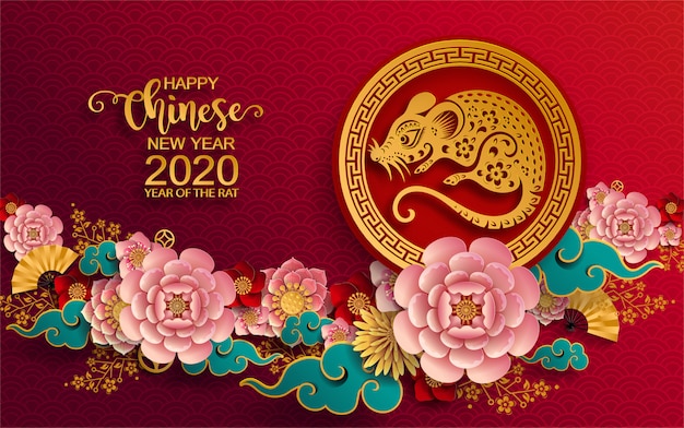 Feliz ano novo chinês 2020. ano do rato