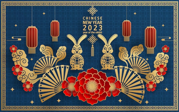 Feliz ano novo chinês 2023 ano do zodíaco coelho