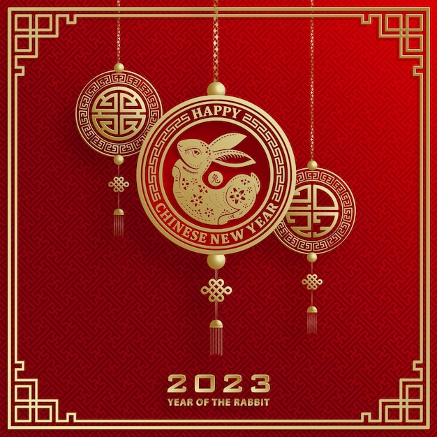 Feliz ano novo chinês 2023 signo de coelho do zodíaco para o ano do coelho