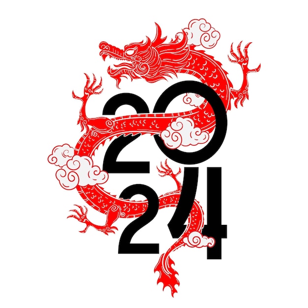 Vetor feliz ano novo chinês 2024 ano do dragão