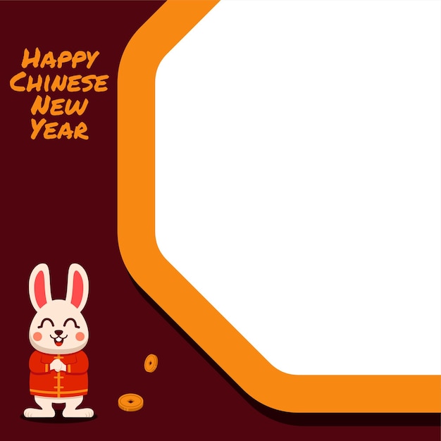 Feliz ano novo chinês com coelho twibbon vector design.