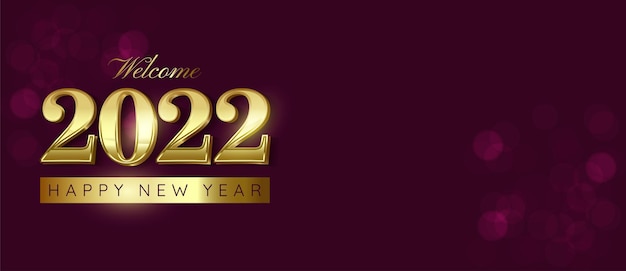 Feliz ano novo com design de luxo de número 2022 com espaço de texto
