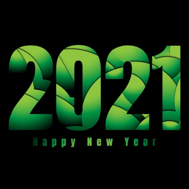 Feliz ano novo de 2021 com abstract green vibe