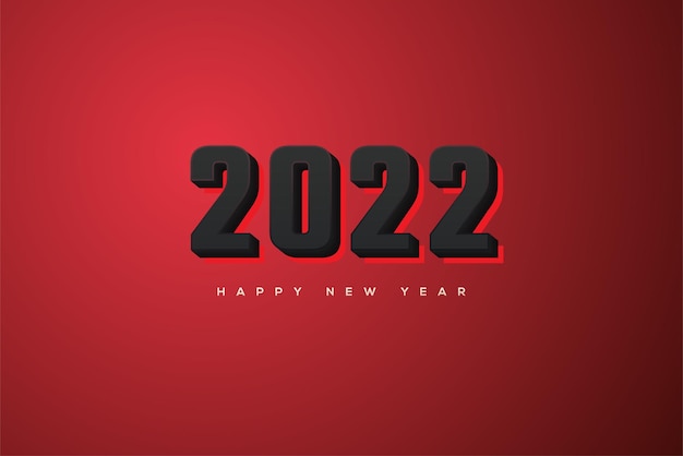 Feliz ano novo de 2022 com elegantes números pretos em 3d
