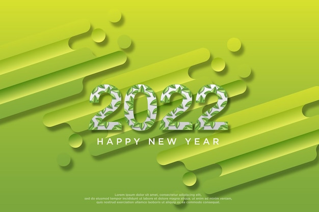 Feliz ano novo de 2022 com o frescor das folhas verdes