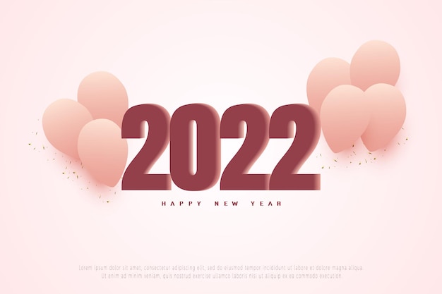 Feliz ano novo de 2022 no fundo do balão rosa