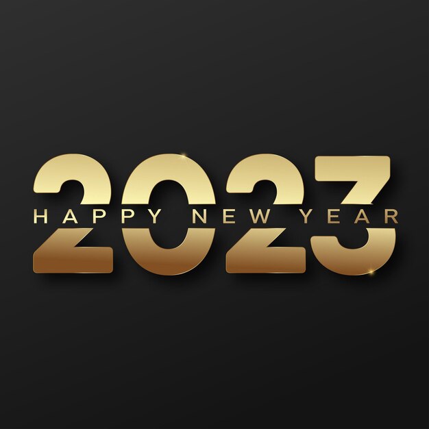 Feliz ano novo de 2023 e cartão de feliz Natal com texto dourado Vetor grátis