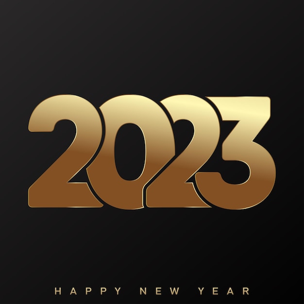 Feliz ano novo de 2023 e cartão de feliz Natal com texto dourado Vetor grátis