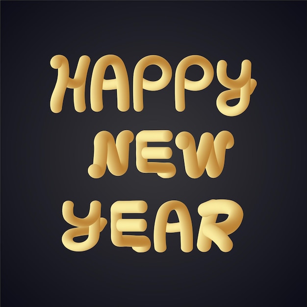 Vetor feliz ano novo design 3d, feliz ano novo letras na ilustração vetorial de fundo preto.