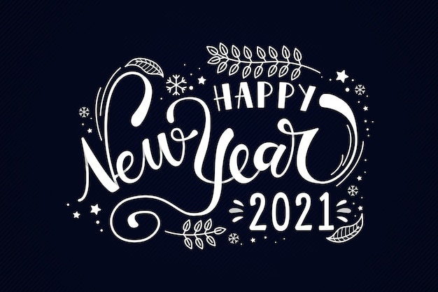 Feliz ano novo design de letras 2021