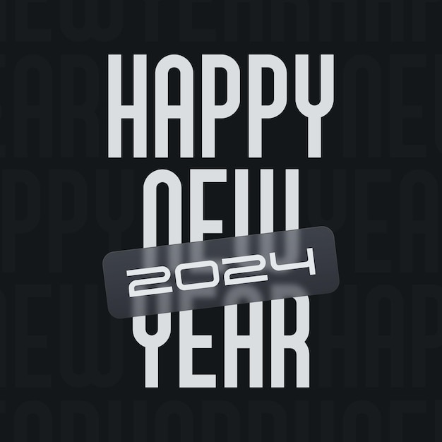 Feliz Ano Novo design de postagem tema preto