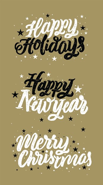 Vetor feliz ano novo e feliz natal tipografia para ilustração vetorial de cartões de saudação
