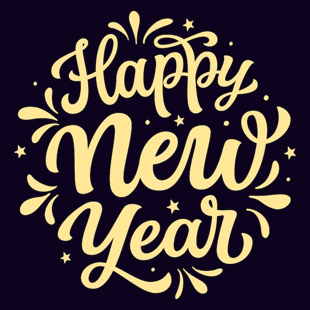Feliz ano novo. Letras à mão.