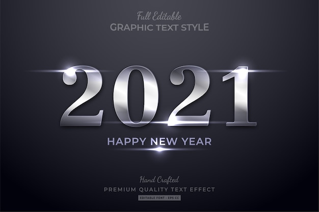 Feliz ano novo silver shine editable text effect font style