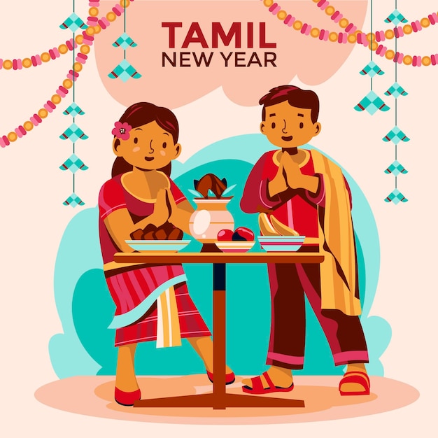 Vetor feliz ano novo sinhala e tamil