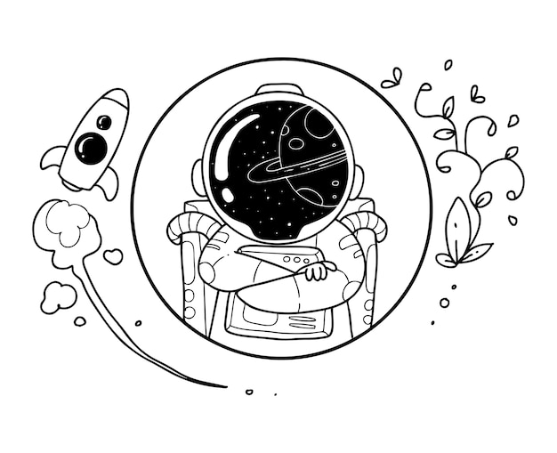 feliz astronauta doodle