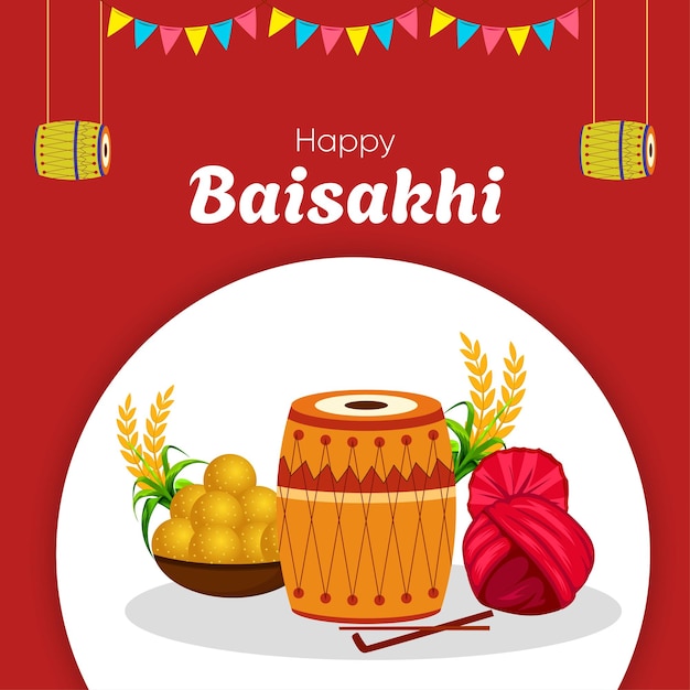 Vetor feliz baisakhi deseja imagem vetorial