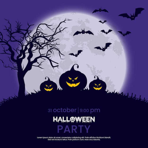 Feliz banner de venda de Halloween e ilustração de fundo de convite de festa