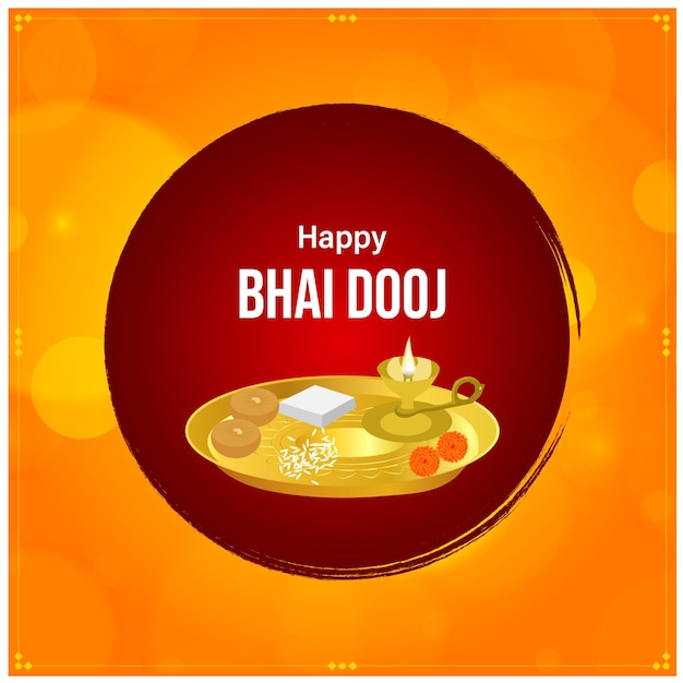 Feliz bhai dooj indian hindu festival celebração vector design bhau teej bhau beej