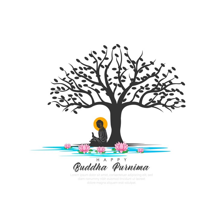 Feliz Buddha Purnima Vesak, festival budista-vetor