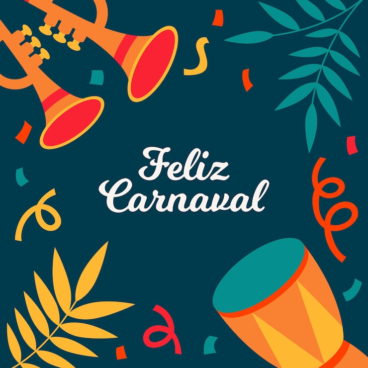 Vetor feliz carnaval post redes sociais tambor y trompetas