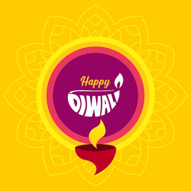 Feliz cartão colorido de diwali com letras de diwali feliz linda. cabeçalho ou banner do site