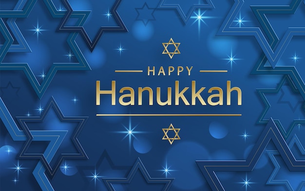 Feliz cartão de Hanukkah com símbolos agradáveis e criativos sobre fundo de cor para o feriado judaico de Hanukkah