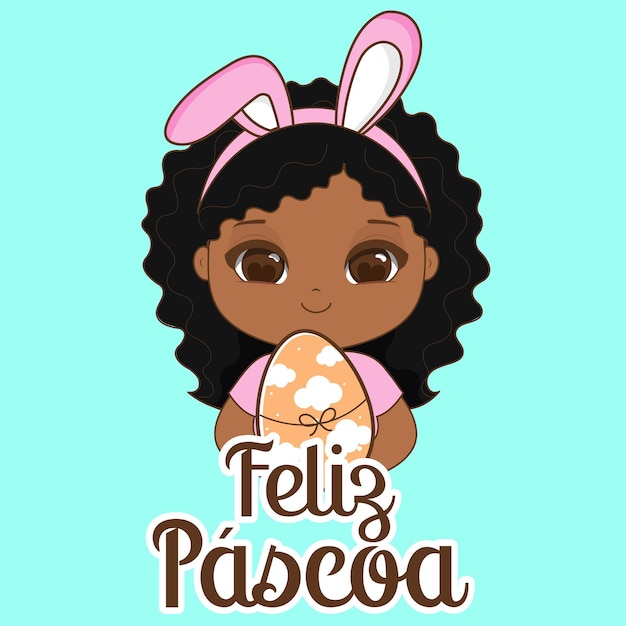 Feliz cartão de páscoa, mascote da kawaii, vector.