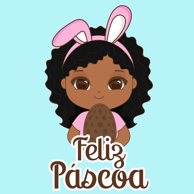 Feliz cartão de páscoa, mascote da kawaii, vector.