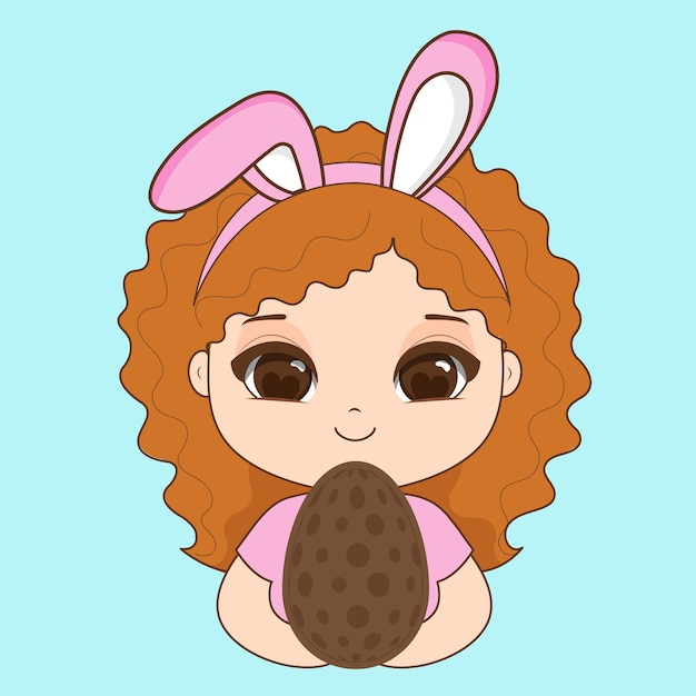 Feliz cartão de Páscoa, mascote da Kawaii, Vector.