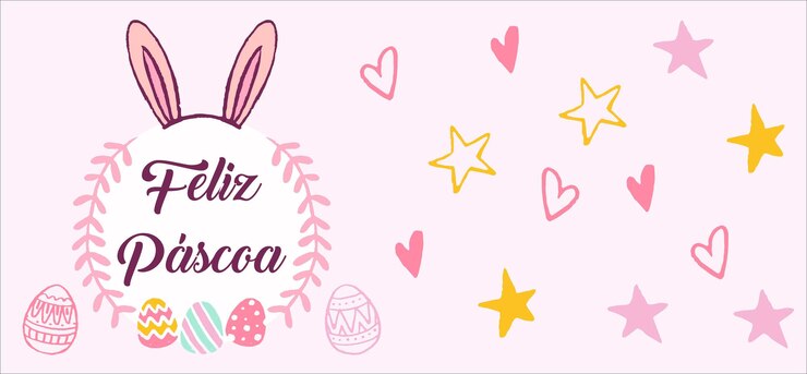 Vetor feliz cartão de saudação de páscoa com orelhas de coelho e ovos