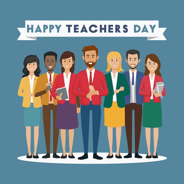Feliz celebração do dia dos professores diversos professores unidos