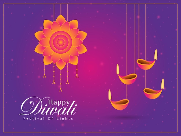 Feliz celebração do festival de Diwali com fundo decorativo