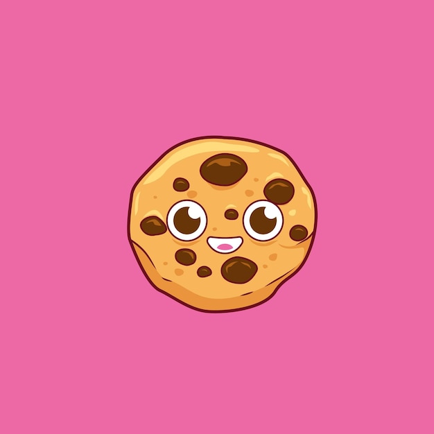 Vetor feliz desenho animado mascote de ilustração de biscoito de chocolate