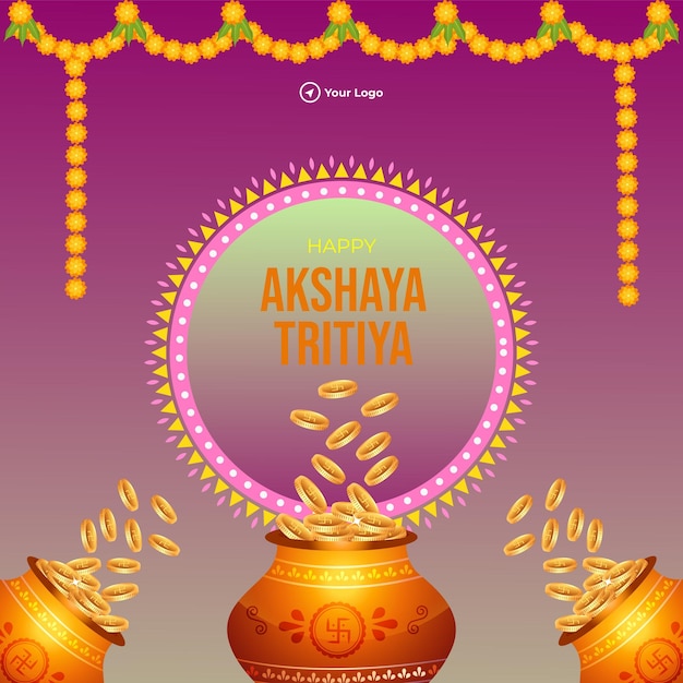 Feliz design de banner do festival akshaya tritiya hindu