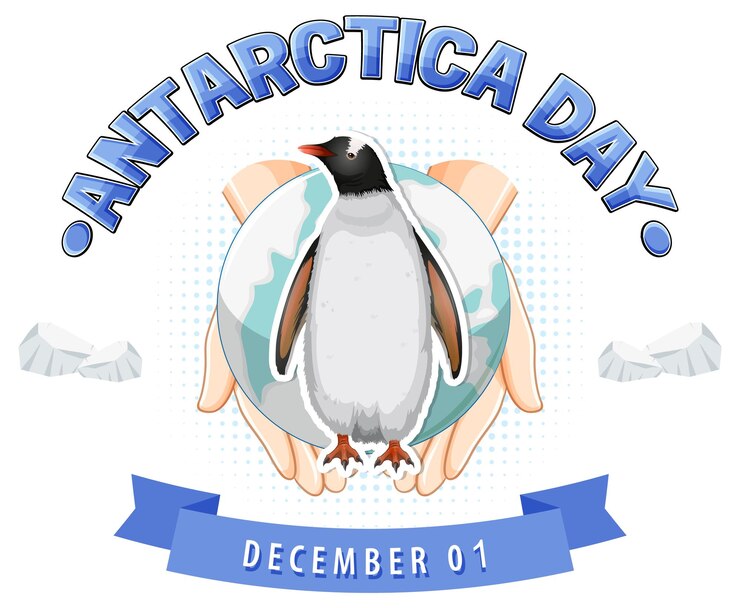 Vetor feliz design de cartaz do dia da antártida