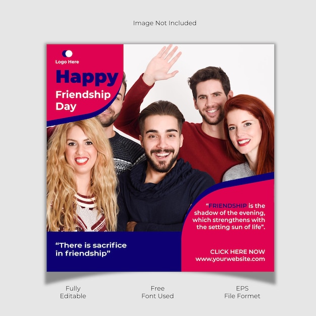 Feliz dia da amizade modelo de postagem de mídia social