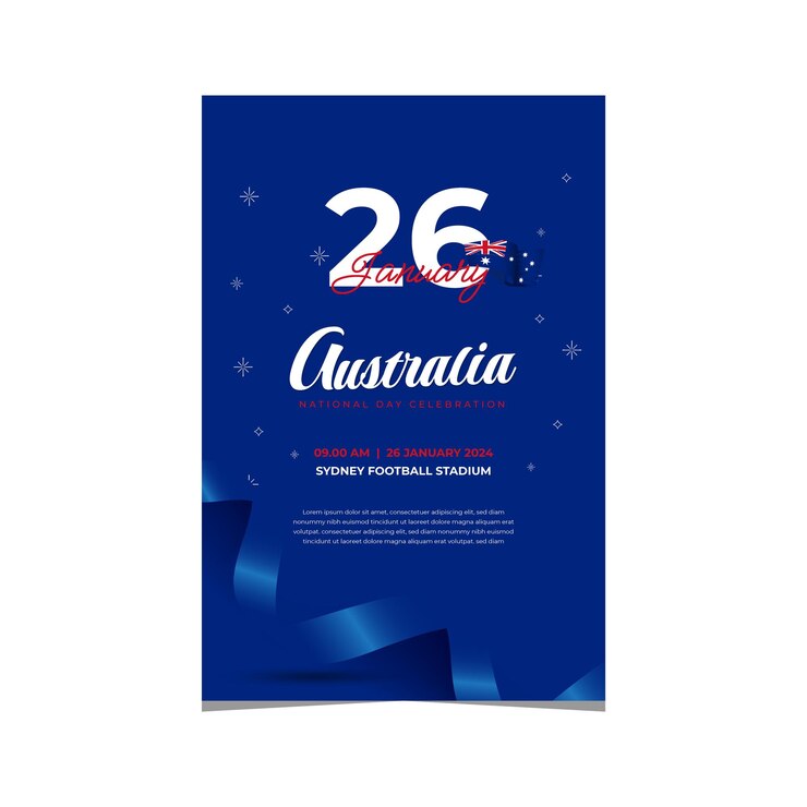 Feliz dia da Austrália 26 de janeiro modelo de bandeira