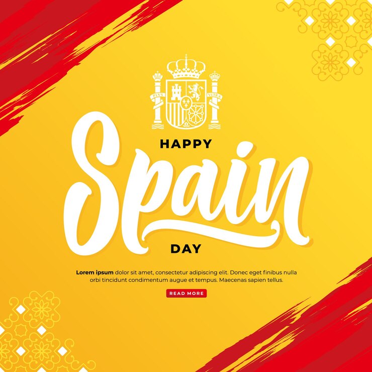 Vetor feliz dia da espanha letras de fundo