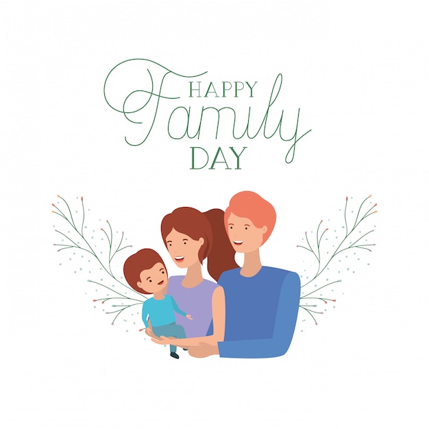 Feliz dia da família rótulo isolado ícone