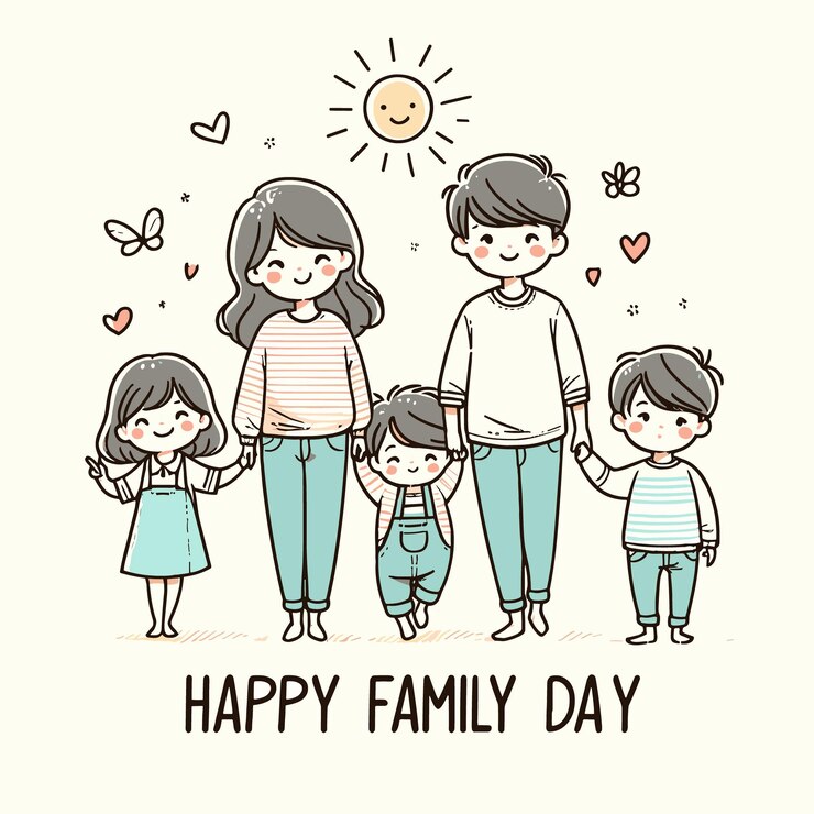Feliz dia da família vetor com ilustração familiar gerada ai