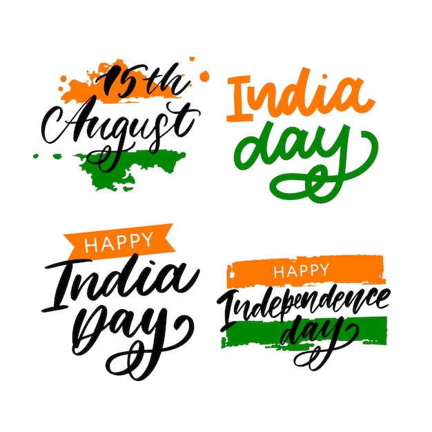 Feliz dia da independência da Índia conjunto letras