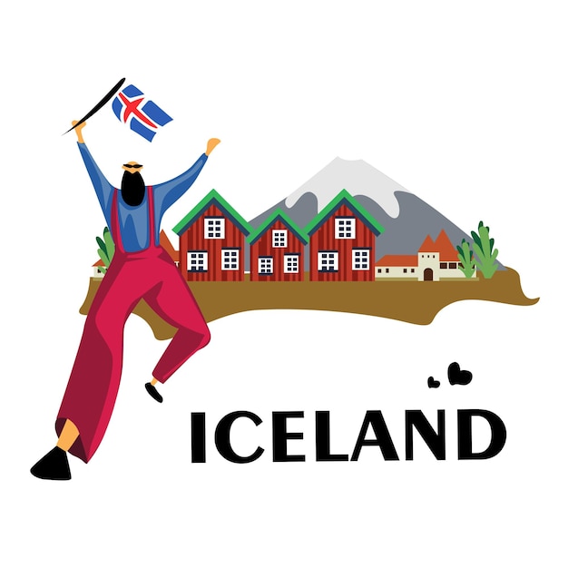 Feliz dia da independência da islândia celebração bandeira ilustração vetorial modelo de design
