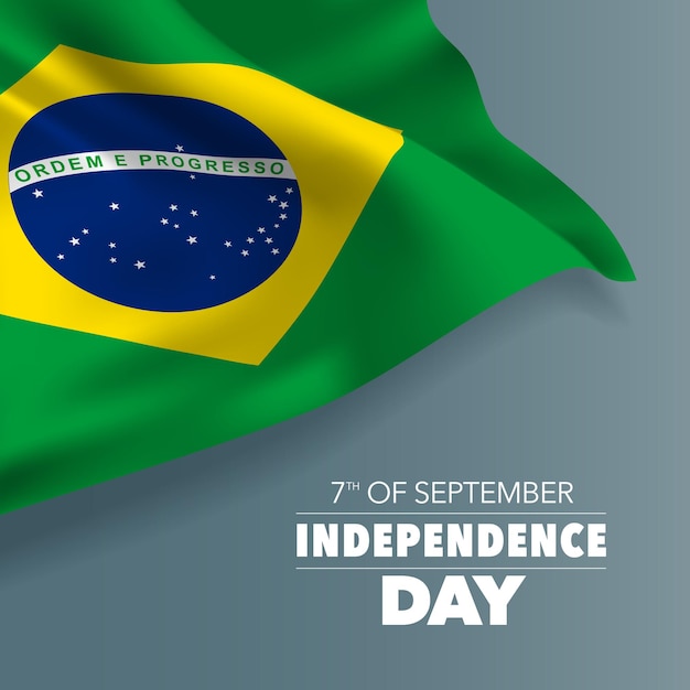 Feliz dia da independência do brasil, cartão, banner, ilustração vetorial. fundo do dia 7 de setembro nacional brasileiro com elementos de bandeira, formato quadrado