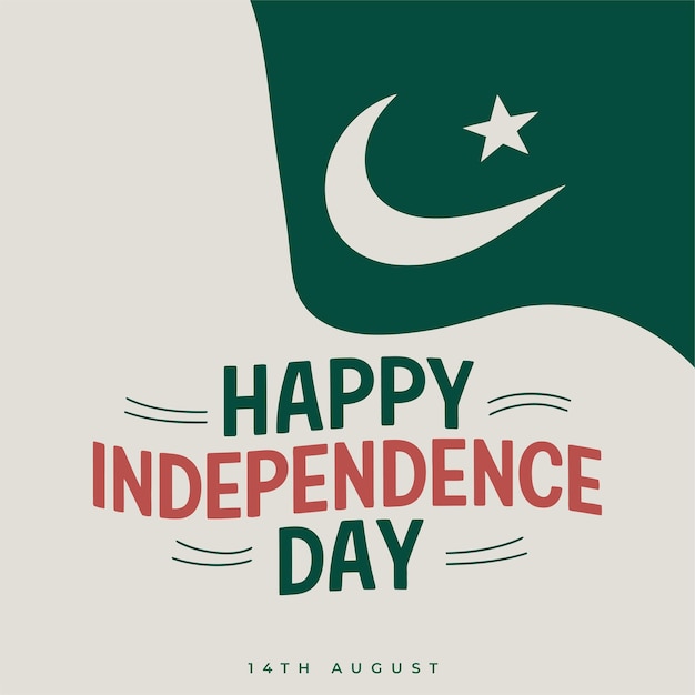 Feliz Dia da Independência do Paquistão 14 de agosto Ilustração de tipografia de vetor mínimo