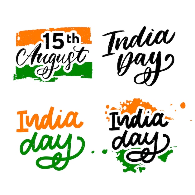 Feliz dia da independência índia conjunto de letras