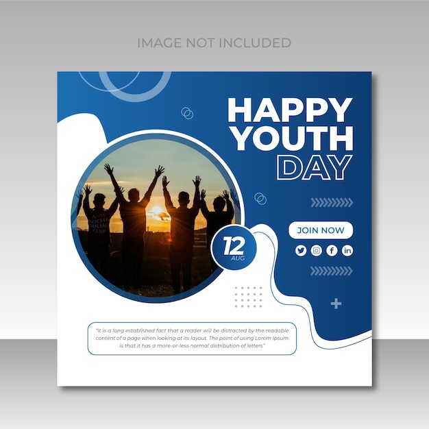 Vetor feliz dia da juventude modelo de design de postagem de mídia social